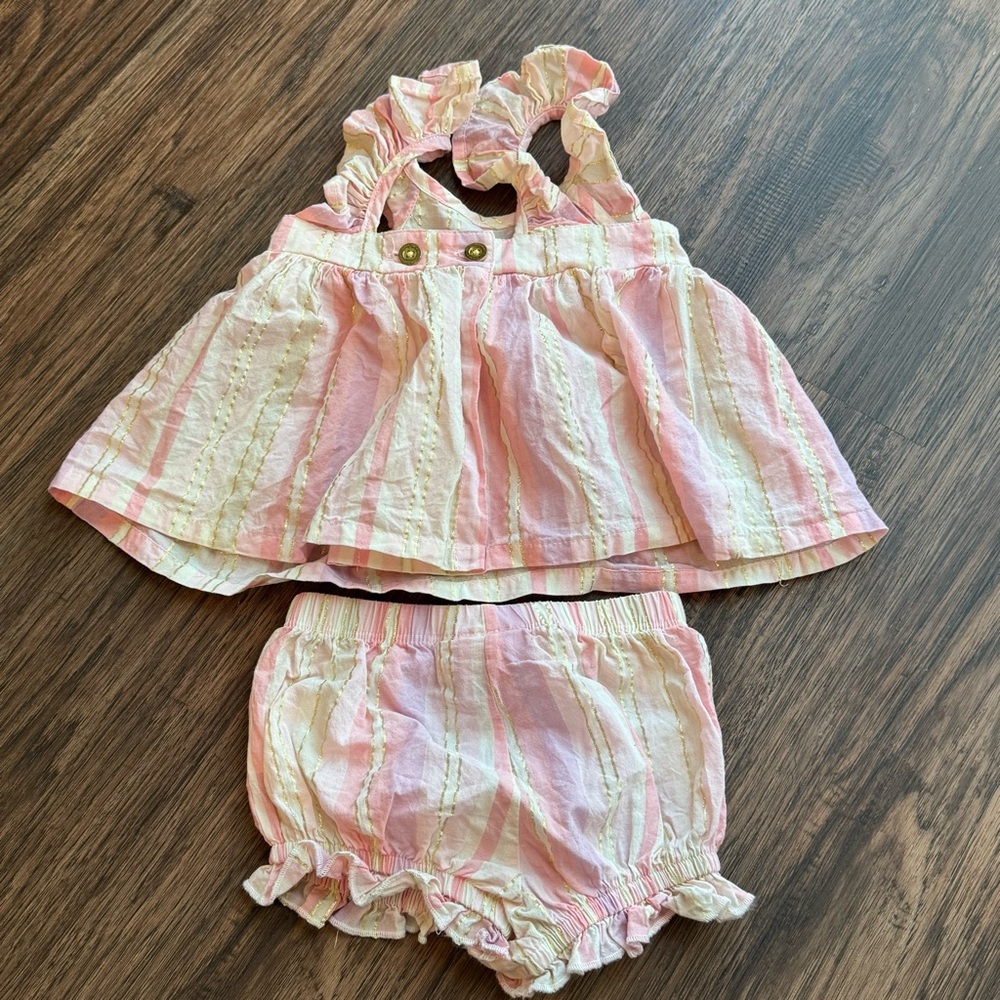 Juicy Couture Pink and Gold Striped Fabric